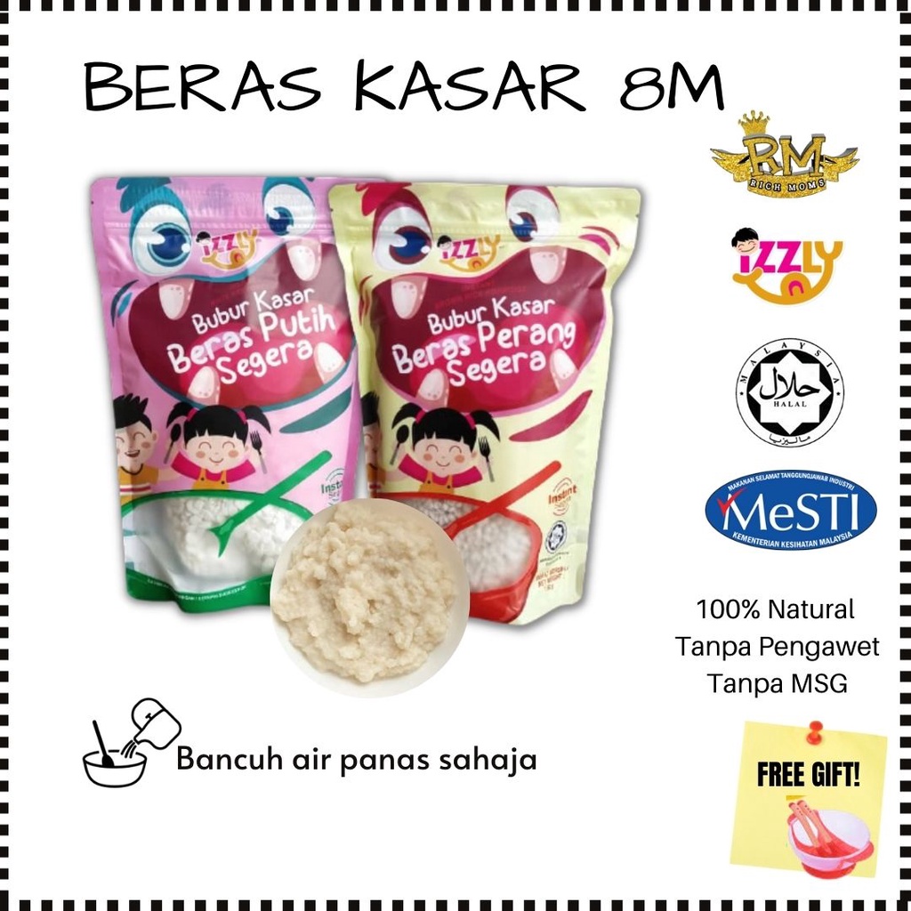 Baby Food Izzly Instant Porridge Bubur Kasar Beras Putih Perang Makanan