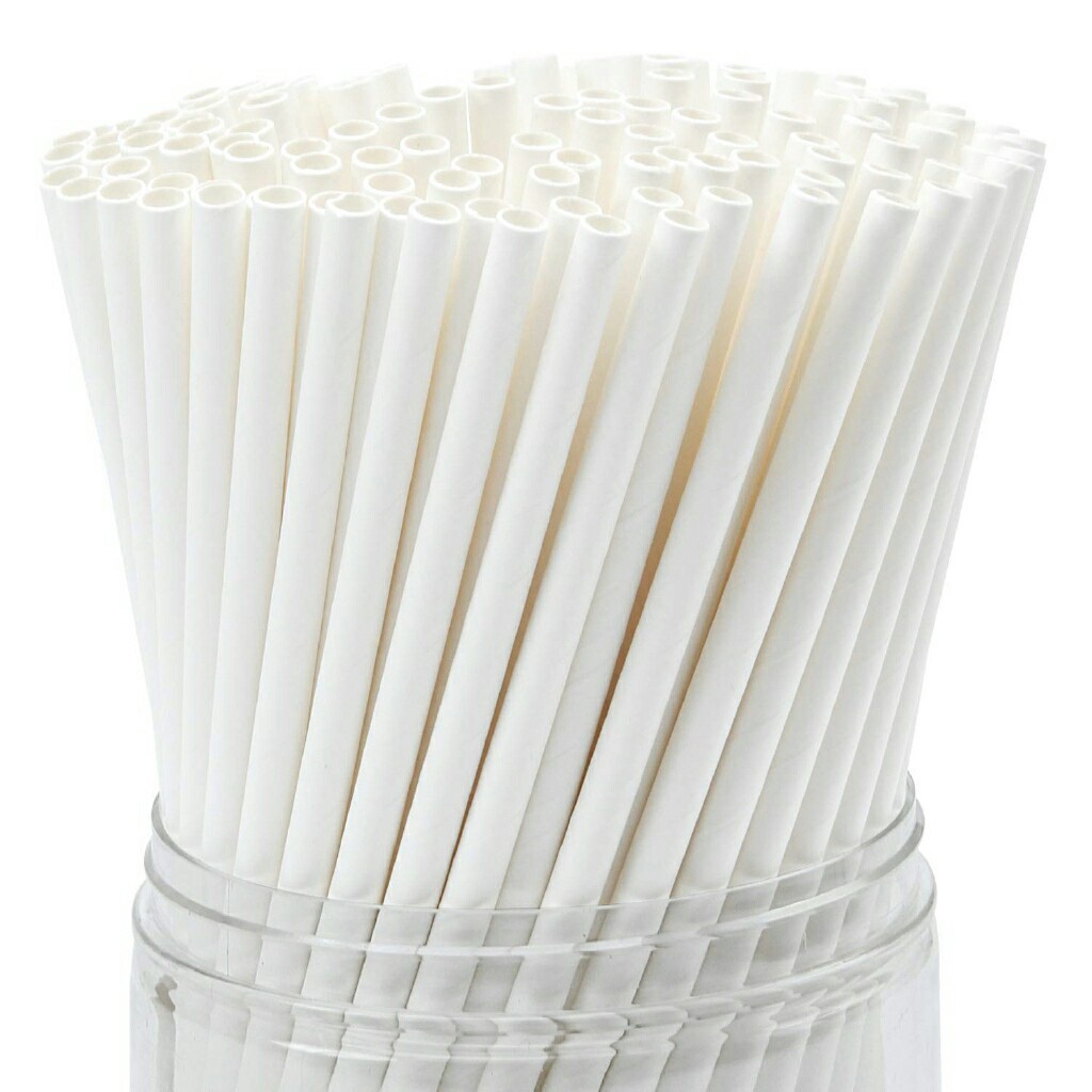 100pcs Paper Straws 7 5 S Plain White Paper Straws Kertas Straw