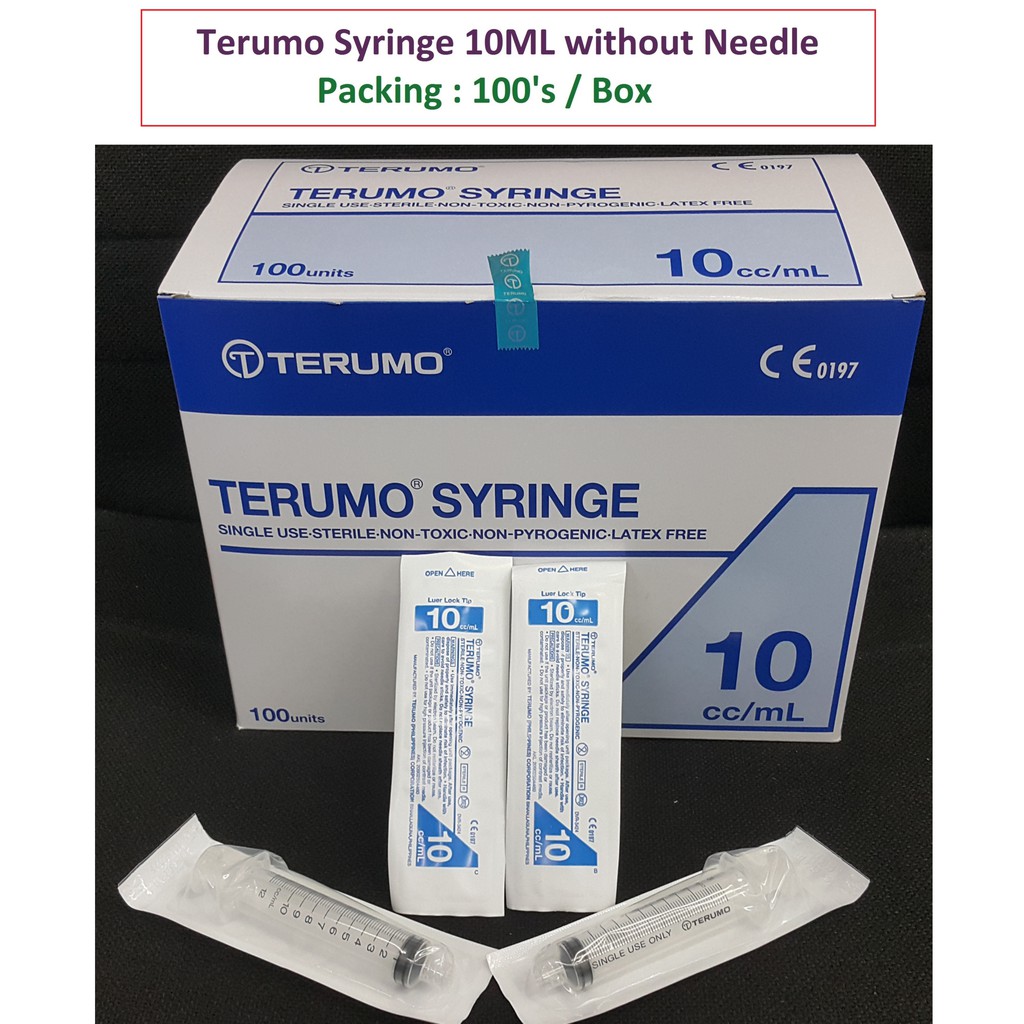 TERUMO SYRINGE 10ML WITHOUT NEEDLE LUER LOCK TIP 100 PCS TS10ML