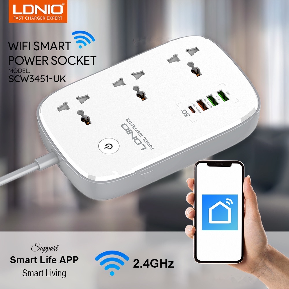 LDNIO SCW3451 WI FI Smart Power Strip PD 30W QC3 0 Fast Quick