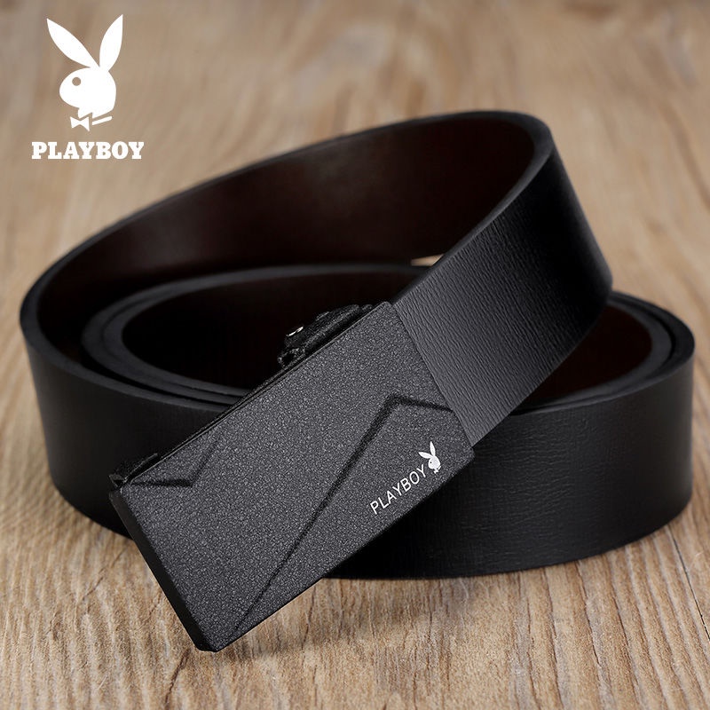 Playboy Belt Men S Leather Toothless Automatic Buckle Youth Belt Men S