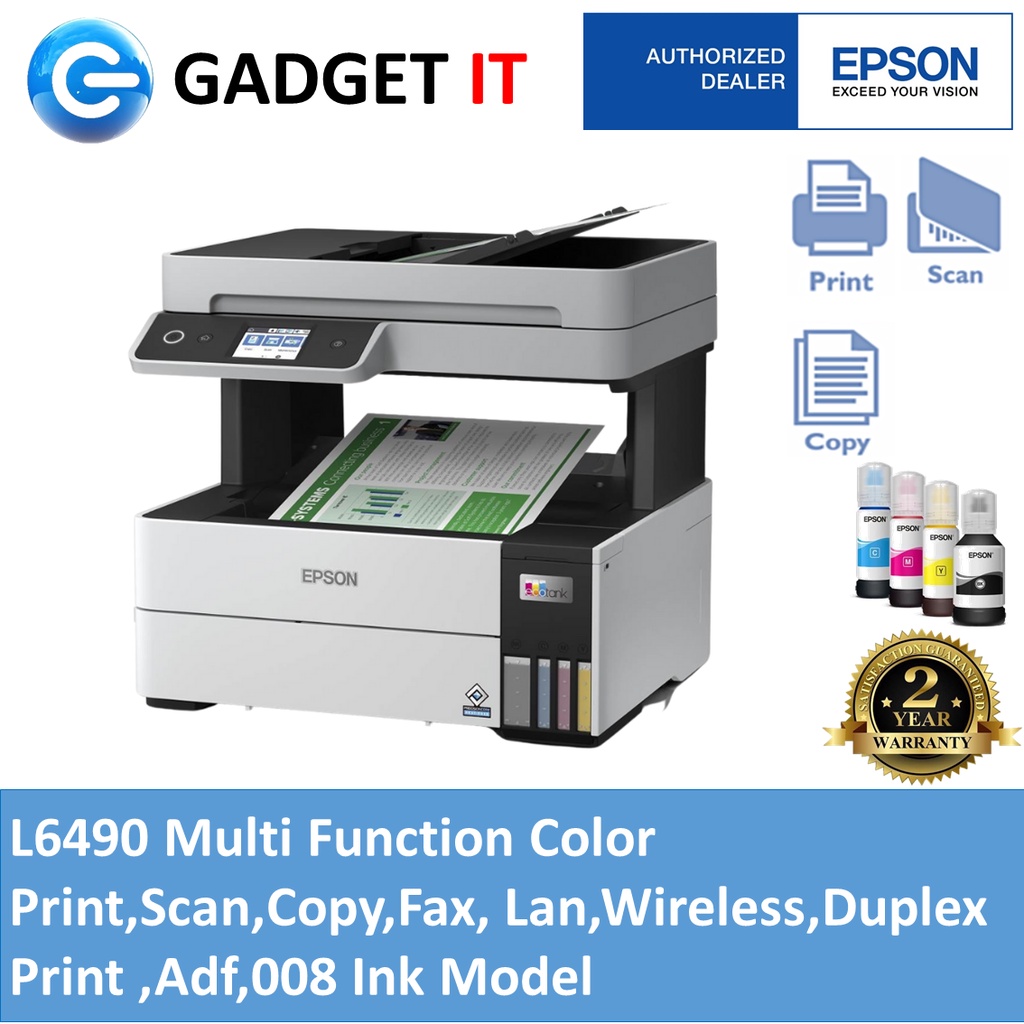 EPSON EcoTank L6490 A4 Ink Tank Printer Print Scan Copy FAX LAN