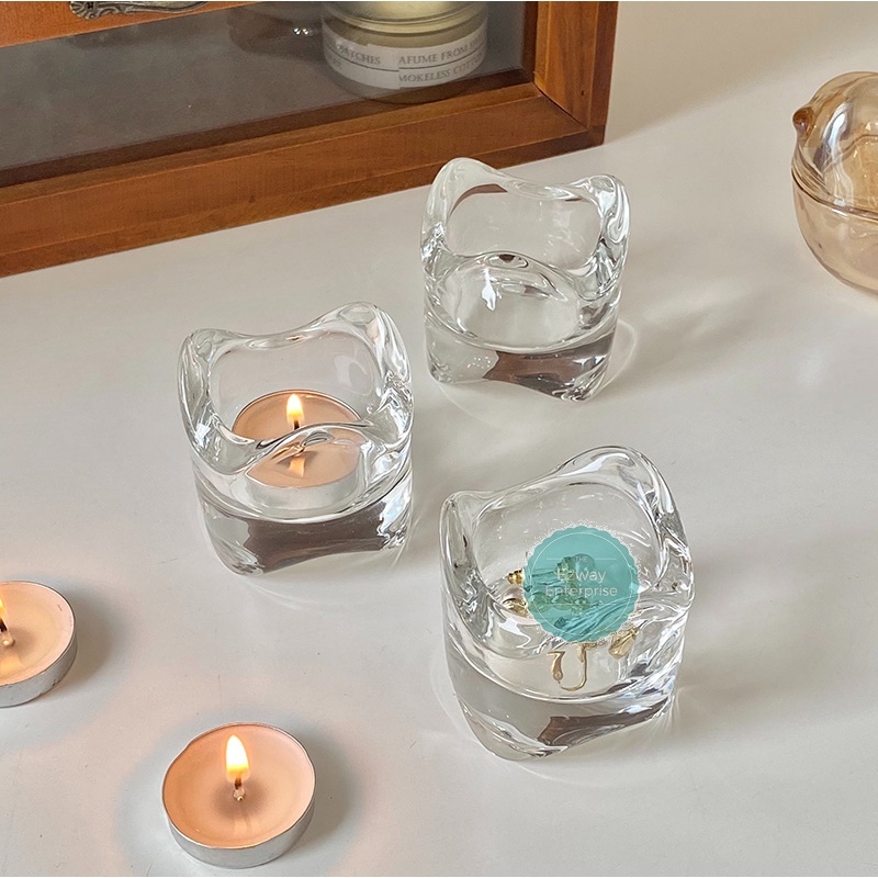 Tea Light Holders Square Votive Candle Holders Clear Crystal Tealight