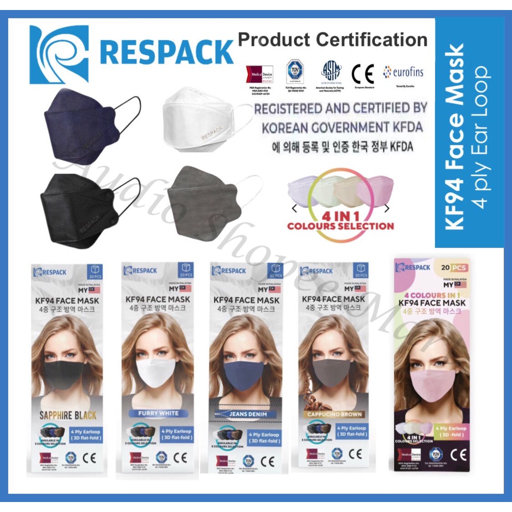 RESPACK MALAYSIA KF94 Face Mask Approved By KKM Malaysia 4ply Surgical