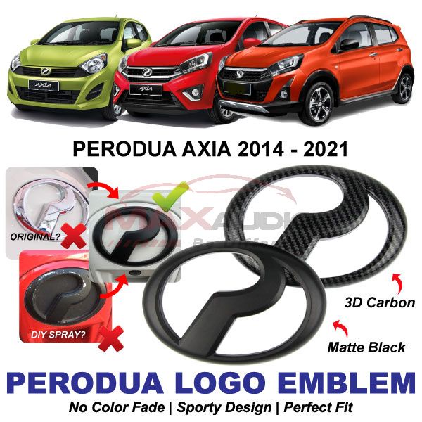 Car Emblem PERODUA AXIA Lambang Logo Hitam Depan Belakang Sticker