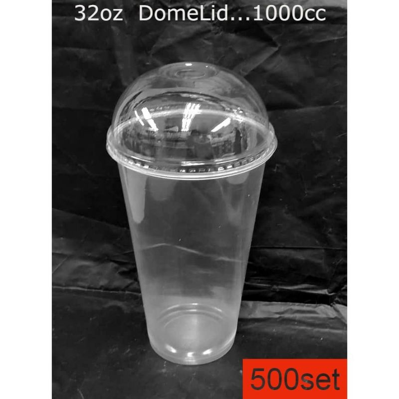 32oz PP Clear Cup With Dome Lid Drinking Plastic Cup Cup Cawan