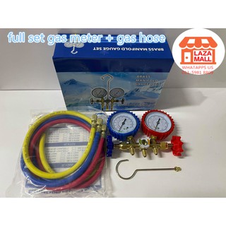 METER GAS HOME CAR AIRCOND FRIDGE 3pcs HOSE CHECK PRESSURE R22 R410A