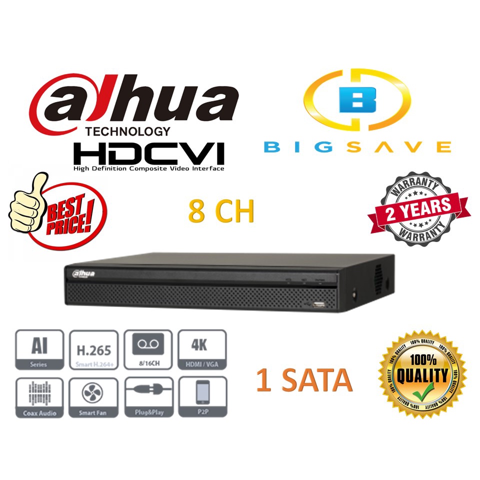 DAHUA 8CH 8 CHANNEL XVR5108H I 5M N 1080P PENTABRID DVR DIGITAL