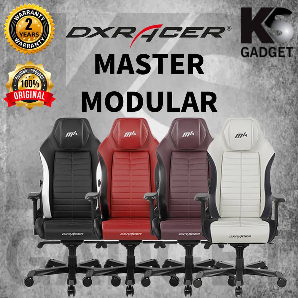 DXRACER MASTER MODULAR LEATHER GAMING CHAIR BLACK WHITE RED BLACK