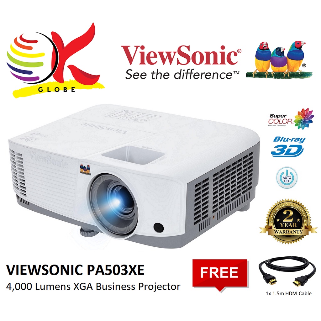 VIEWSONIC PA503XE DLP PROJECTOR 4000 LUMENS XGA 1024x768 INPUT HDM HD