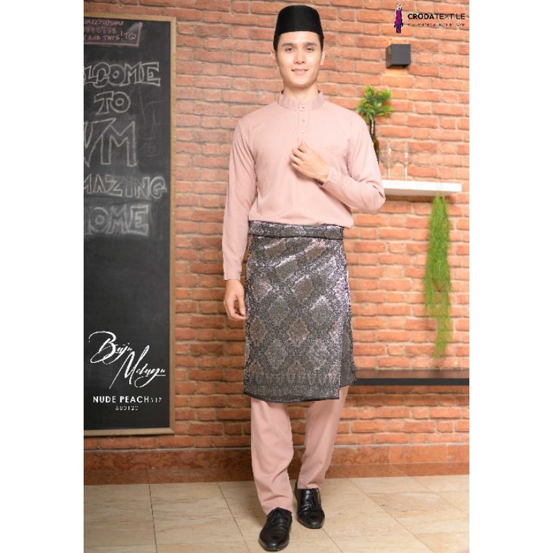 BAJU MELAYU NUDE PEACH BAJU MELAYU SLIMFIT BAJU RAYA NIKAH TUNANG BAJU