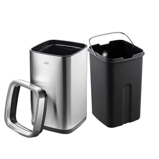 Eko Laguna Open Top Matt Stainless Steel Litter Bin L Dustbin Garbage