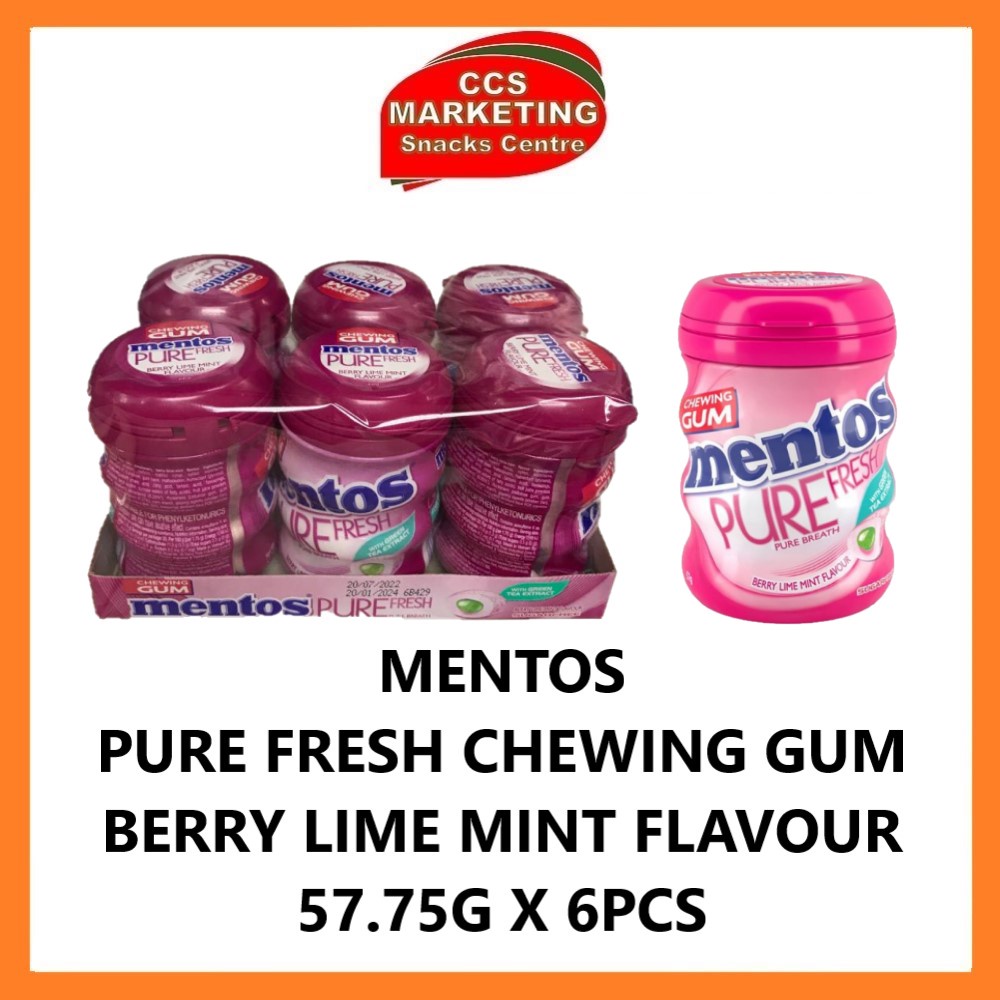 Ccs Mentos Pure Fresh Chewing Gum Sugarfree Berry Lime Mint Flavour