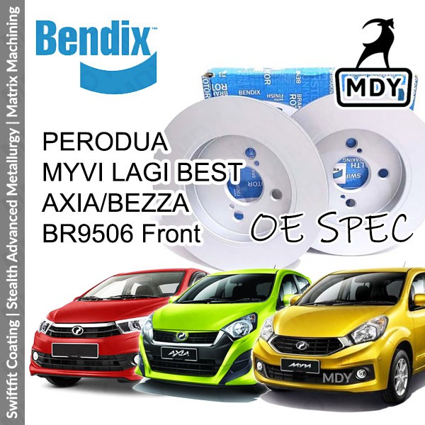 Pair Bendix Swiftfit Front Perodua Myvi Lagi Best Axia Bezza Disc