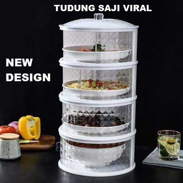 New Design Tudung Saji Diamond Viral Transparent Stackable Food Cover