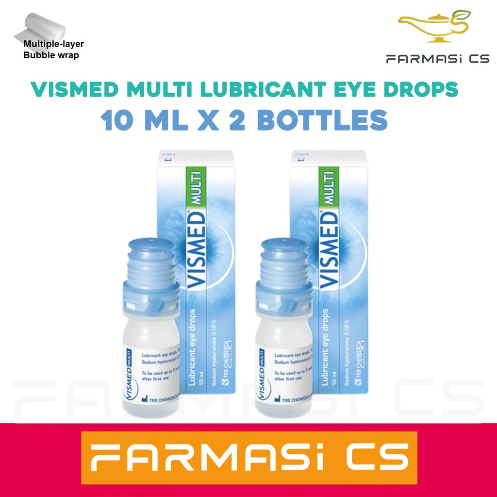 Vismed Multi Lubricant Eye Drops 10ml X 2 Bottles Sodium Hyaluronate 0