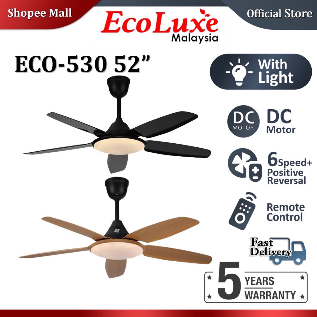 Ecoluxe Eco Dc Motor Ceiling Fan With Led Light Speeds Remote