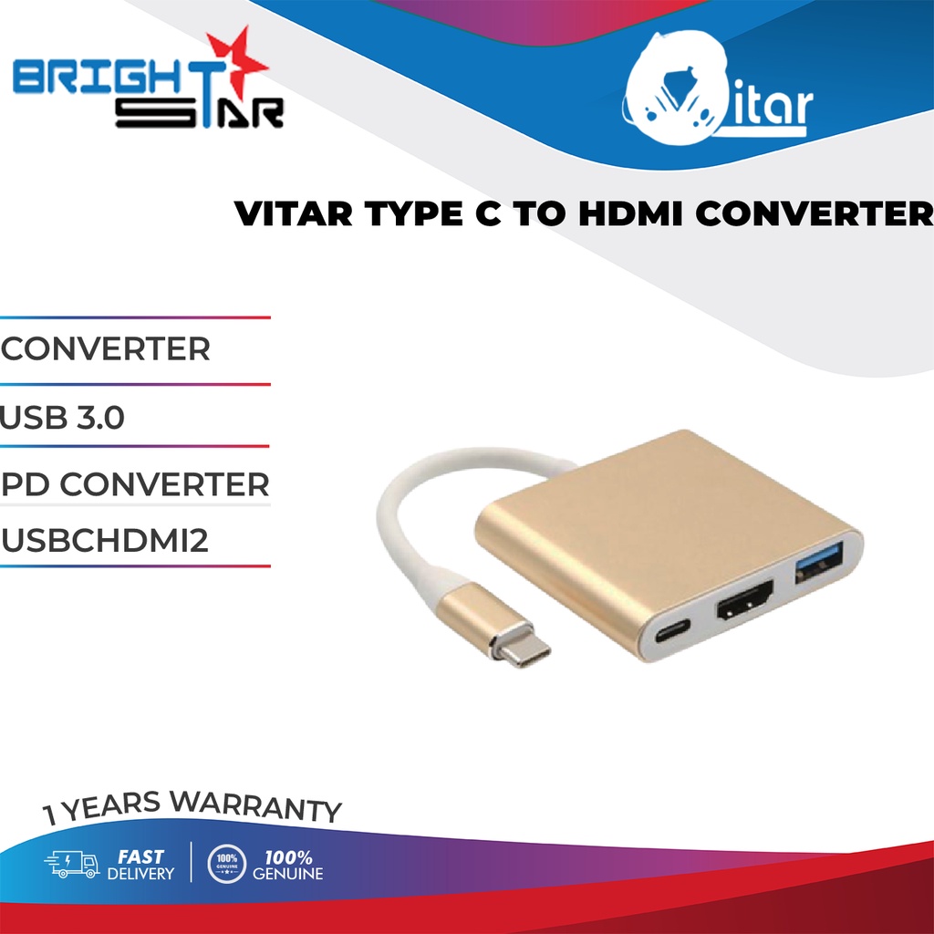 CONVERTER VITAR TYPE C TO HDMI CONVERTER USB 3 0 PD CONVERTER