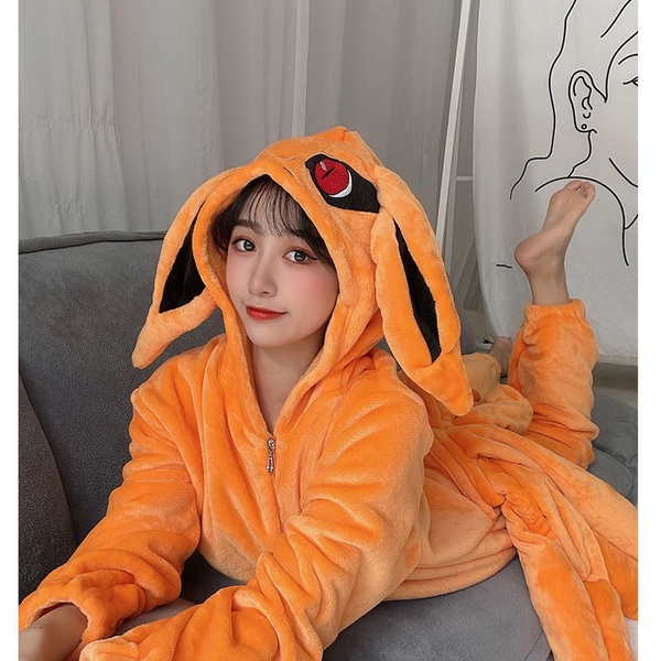 Anime Naruto Cosplay Costumes Kurama Pajamas Flannel Kyuubi Sleepwear