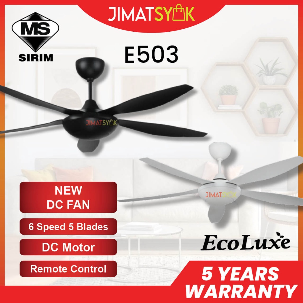 SIRIM WARRANTY Ecoluxe Fan E503 56 56inch 6 Speed 5 Blades DC Motor