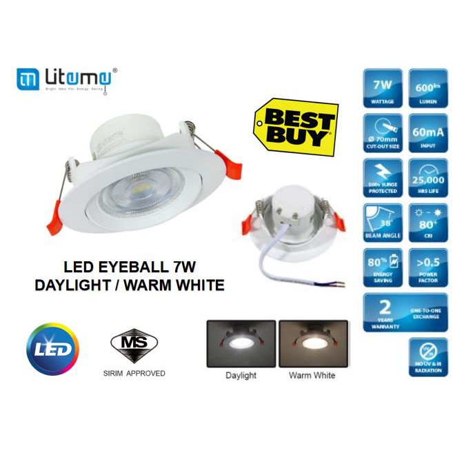 Sirim Led Eyeball W Daylight Warm White Years Warranty Shopee