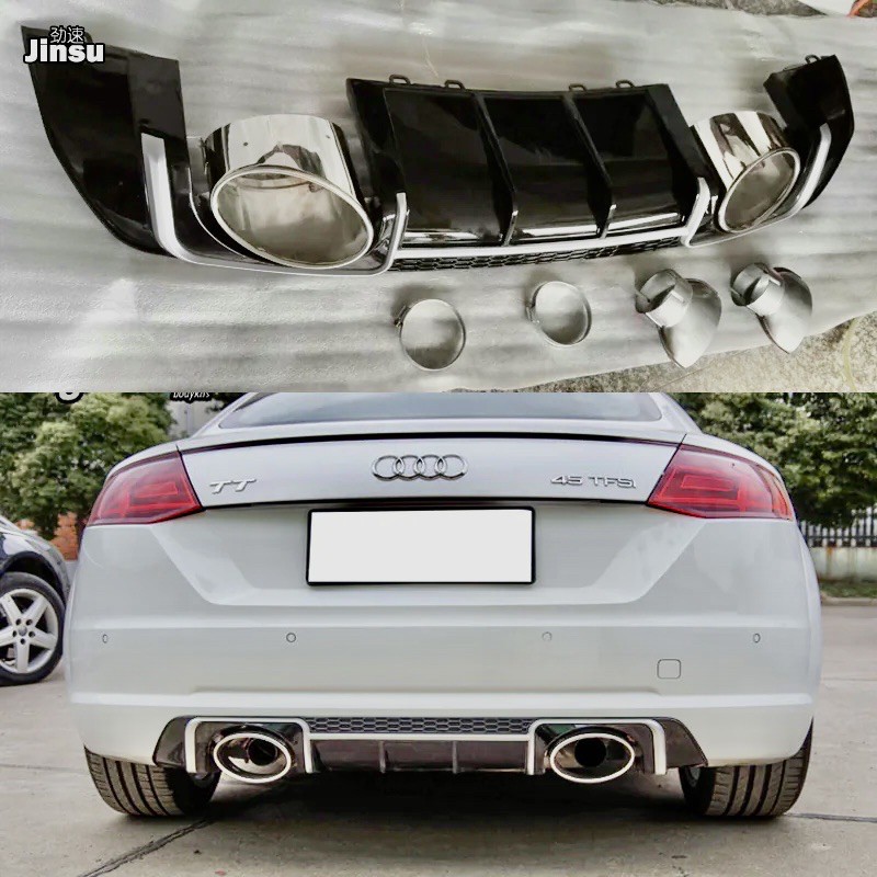 Audi TT MK3 TTRS RS Rear Bumper Diffuser Lip Skirt Exhaust Pipe Tips