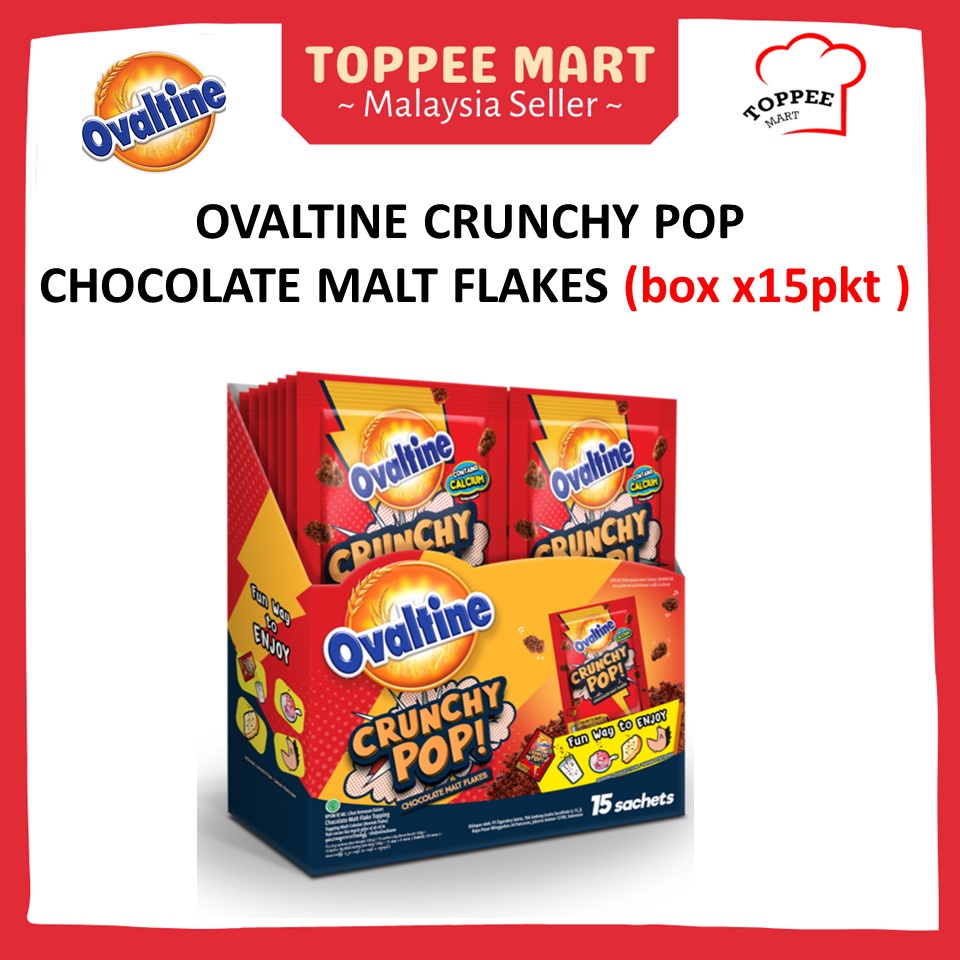 Box Ovaltine Crunchy Pop Chocolate Malt Flakes Topping Box