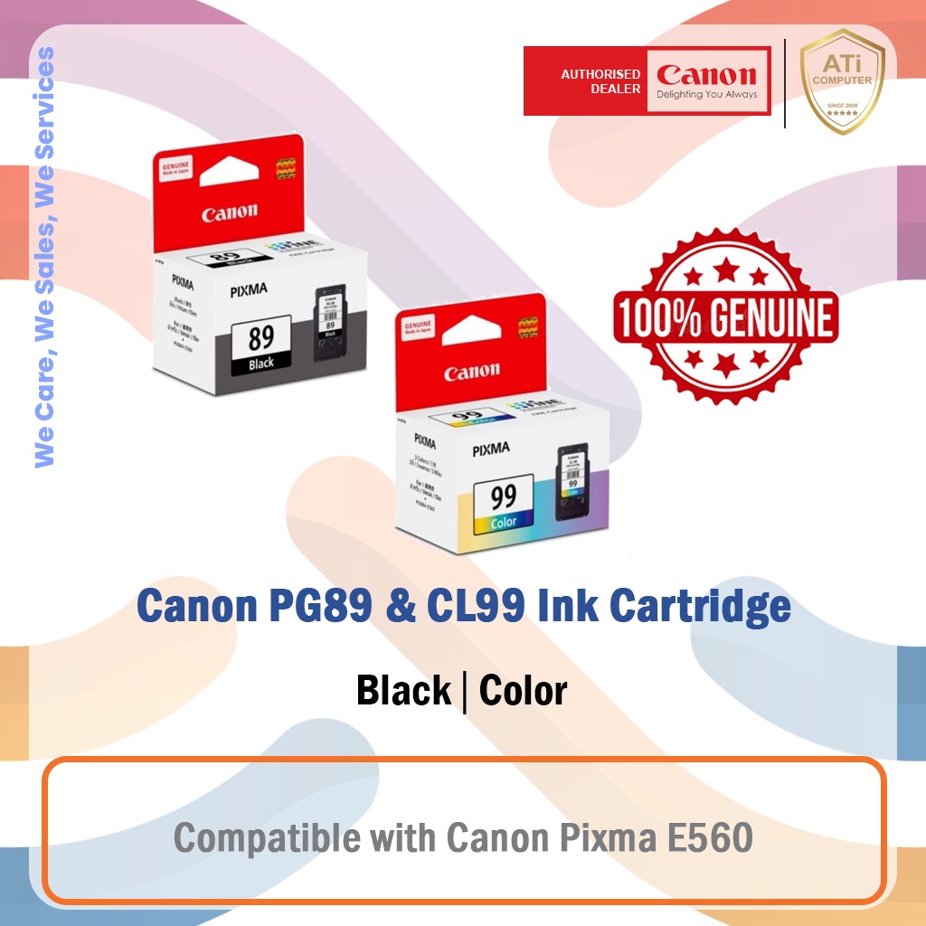 Canon 100 Original Genuine PG 89 Black CL 99 Color Ink Cartridge For