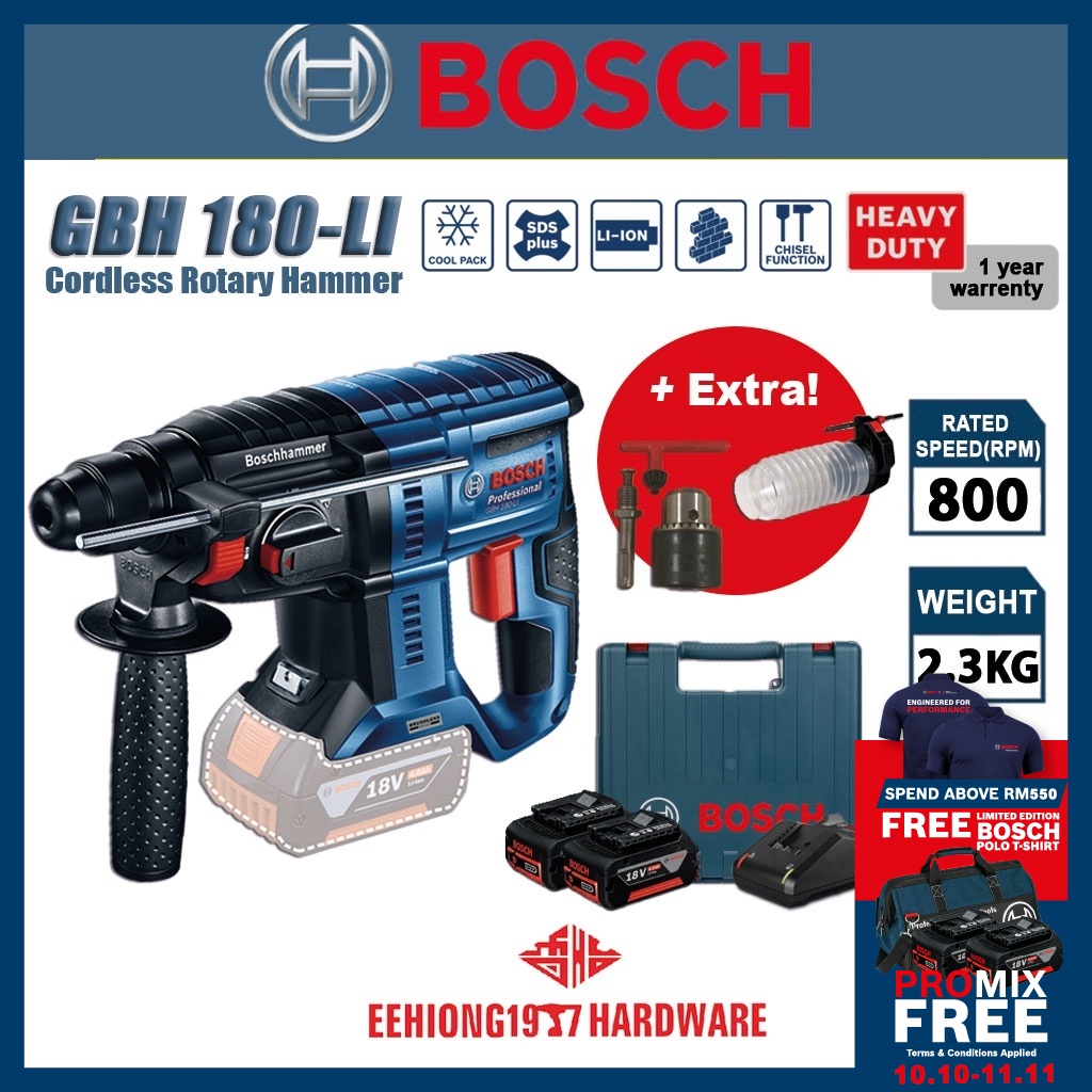 BOSCH GBH180 GBH 180 LI 18V Cordless Rotary Hammer With SDS Plus