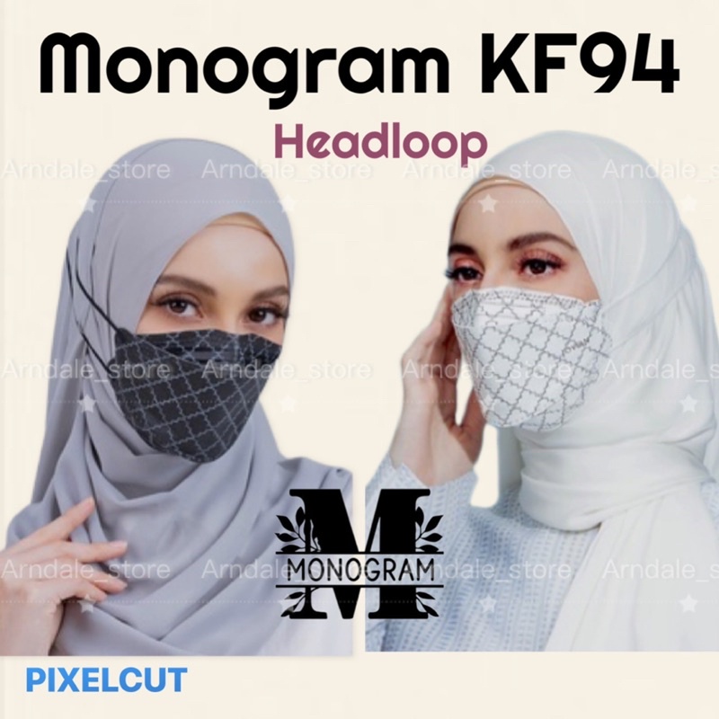 10pcs Headloop Disposable KF94 Monogram Mask For Hijab 4PLY Face Mask