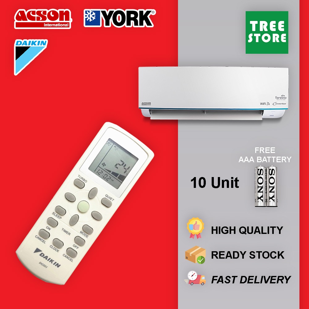 10 Unit AirCond Remote Control For Daikin York Acson Air Cond FREE