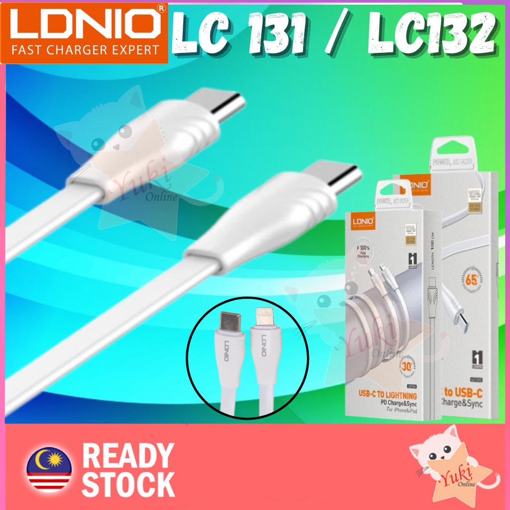 LDNIO LC131 1M LC132 2M Type C To Type C PD 65W Type C To AP 30W