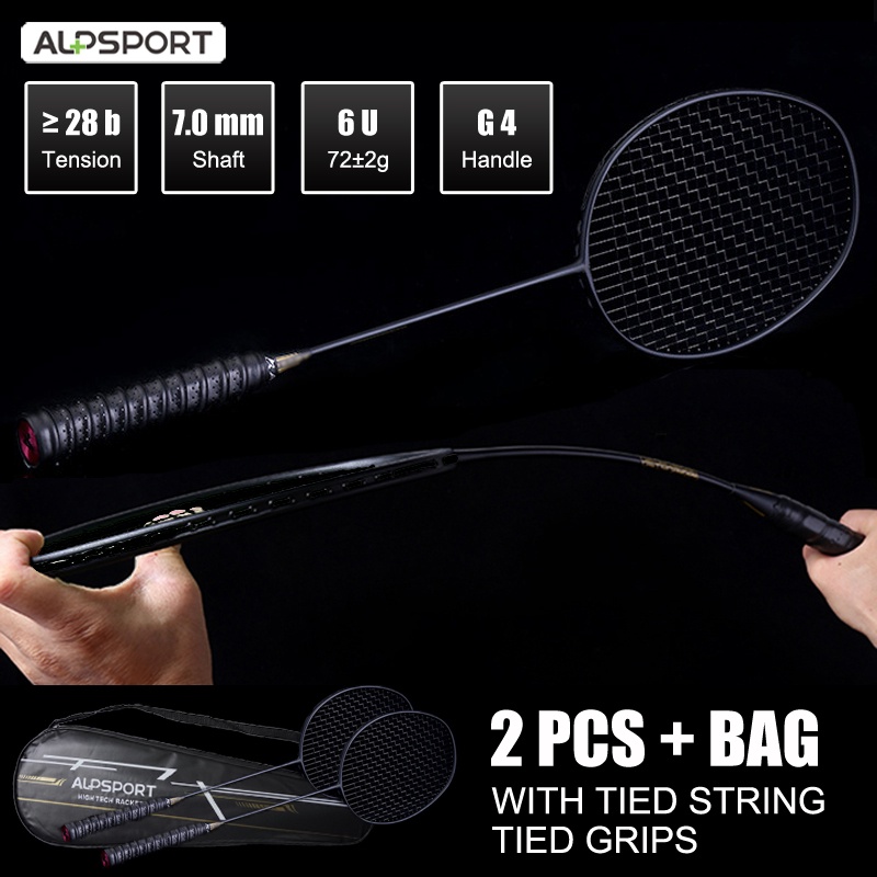 ALP XHP 6U G4 T700 100 Full Carbon Fiber Racket Badminton With Tied