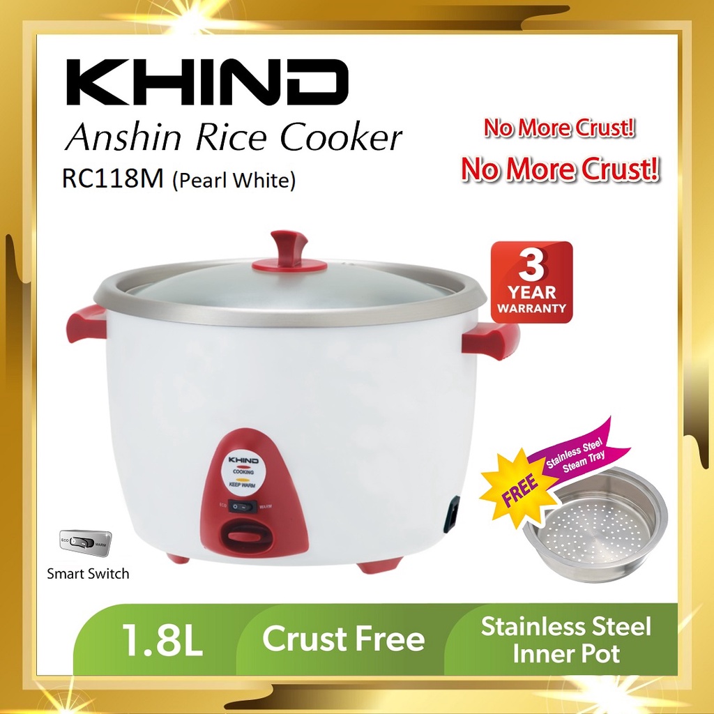 Khind Rc M Anshin Rice Cooker Pearl White Periuk Nasi Shopee Malaysia