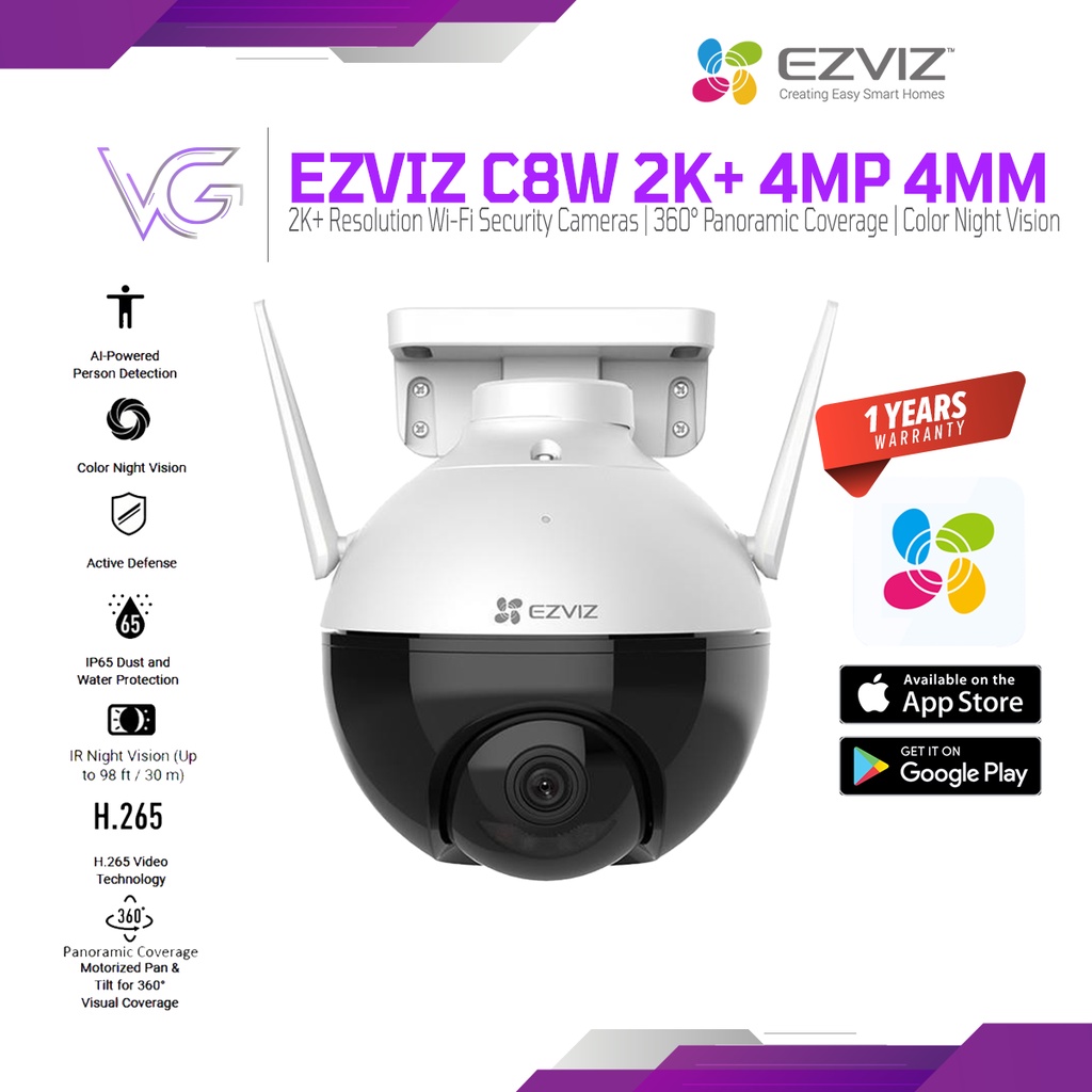 Ezviz C W K Mp Mm Mm Outdoor Camera Pan Tilt Color Night