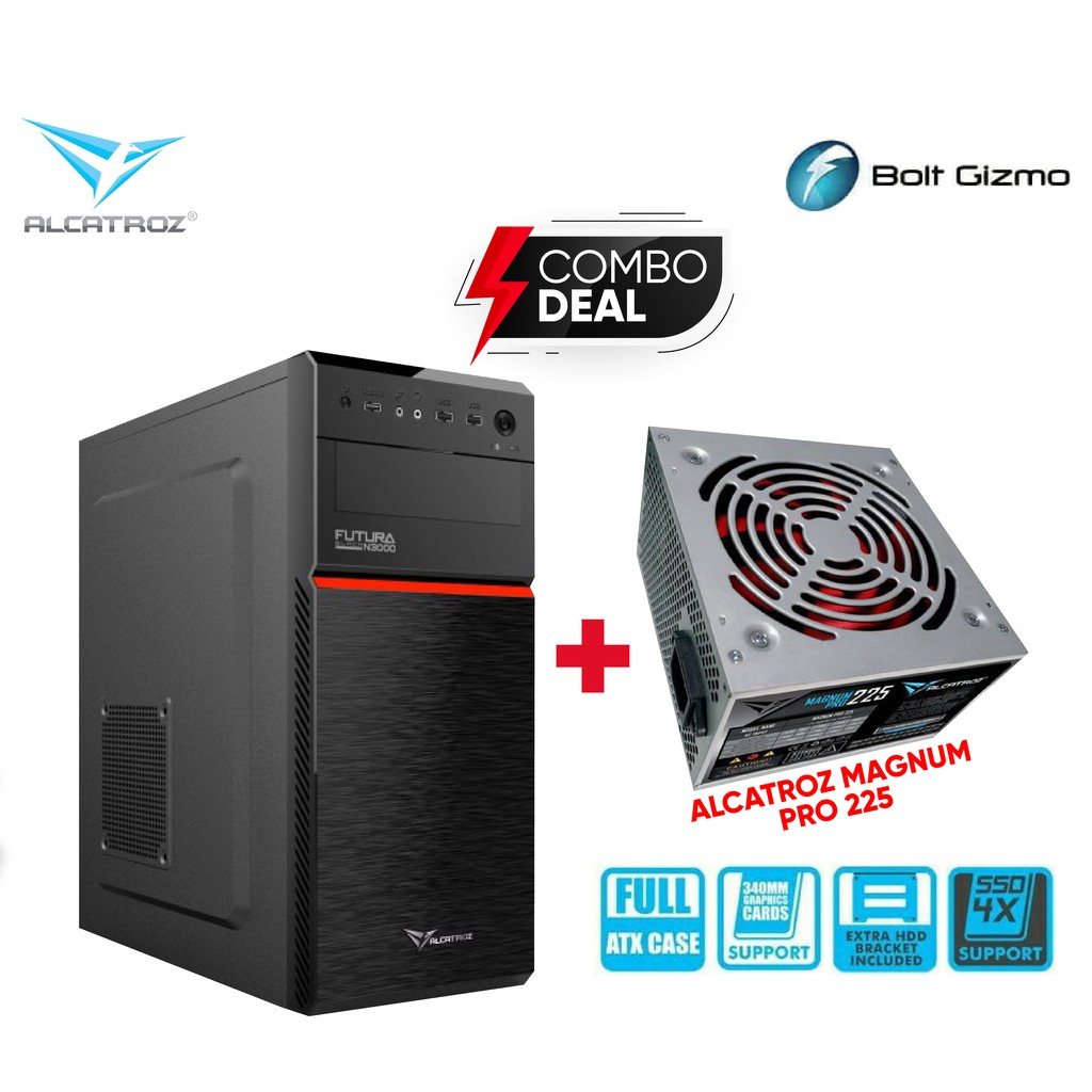 Alcatroz Futura Black N3000 ATX PC Case With 450 Watts Power Supply PC