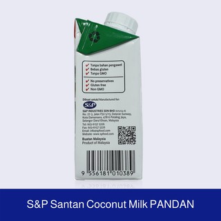 S P Santan Coconut Milk PANDAN Santan Kelapa 200ml X24 Rasaku Saji