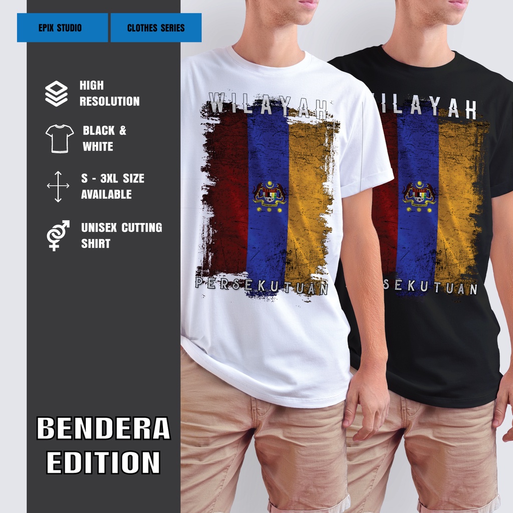 TSHIRT BENDERA WILAYAH PERSEKUTUAN VIRAL Design 100 Cotton Black