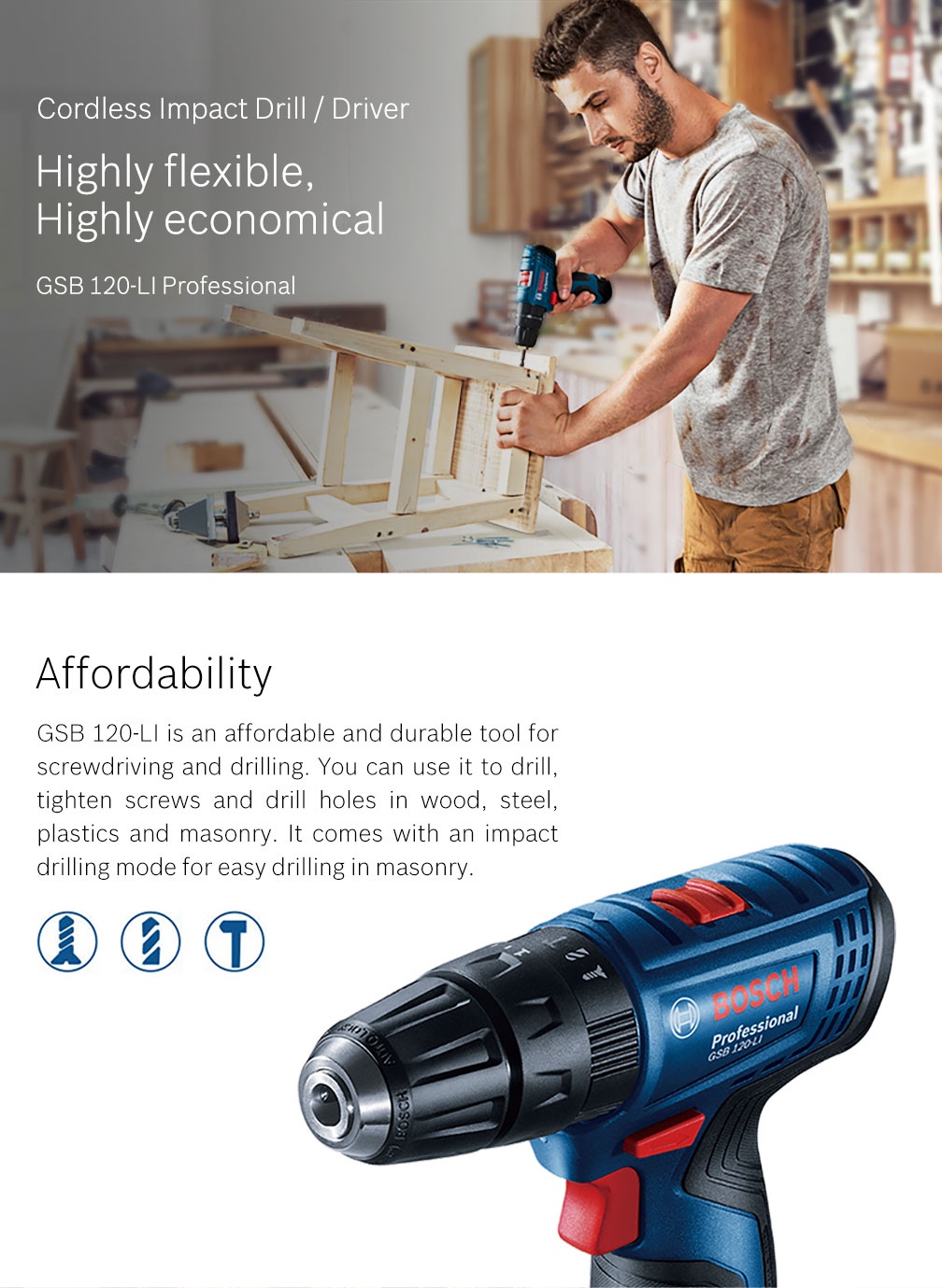 BOSCH GSB 120 LI GEN 2 Professional Cordless Impact Drill Kit With