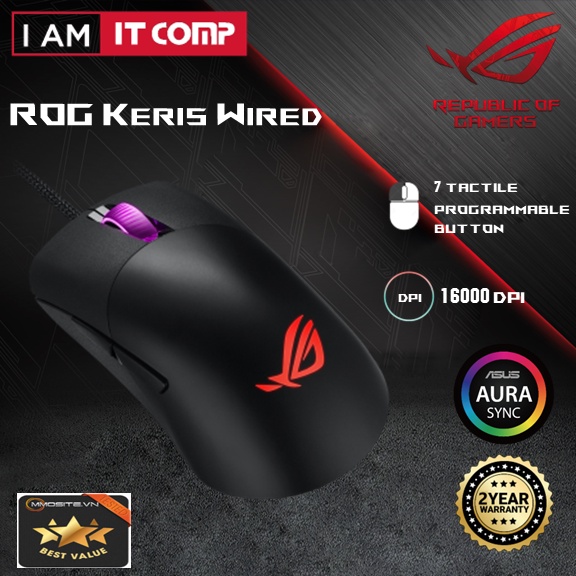 Asus ROG Keris P509 Wired USB Gaming Mouse 16000 Dpi Sensor Shopee