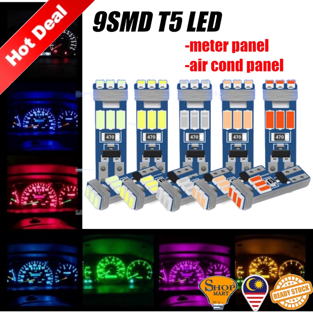 Car T5 Led 9 Smd 3012 W3W Led Light Bulb Car Air Cond Panel Dashboard