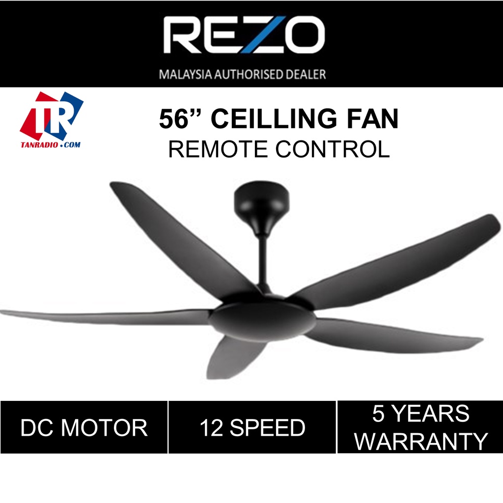 Rezo Zetta Dc Motor Ceiling Fan Black Abs Blade Speed