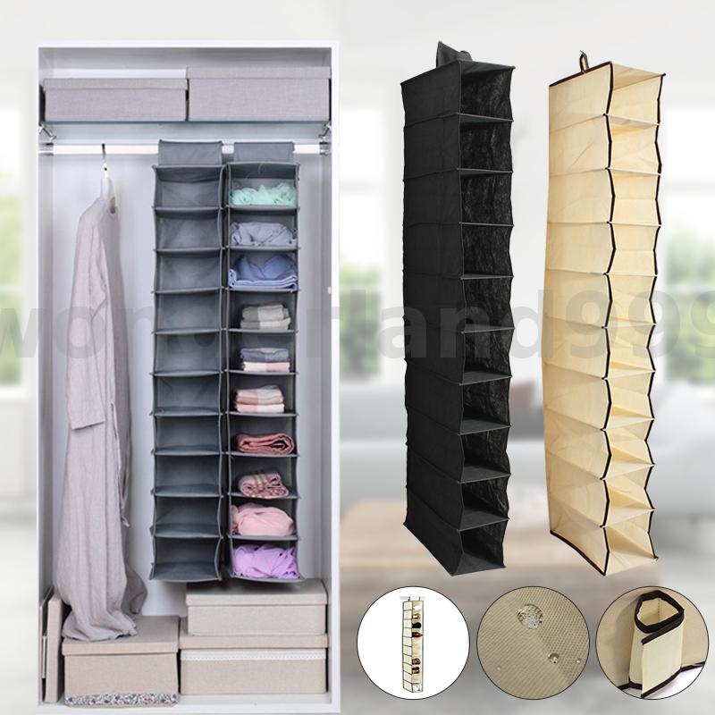 10 Tiers Hanging Rack Bag Clothes Shoes Hanger Organiser Wardrobe