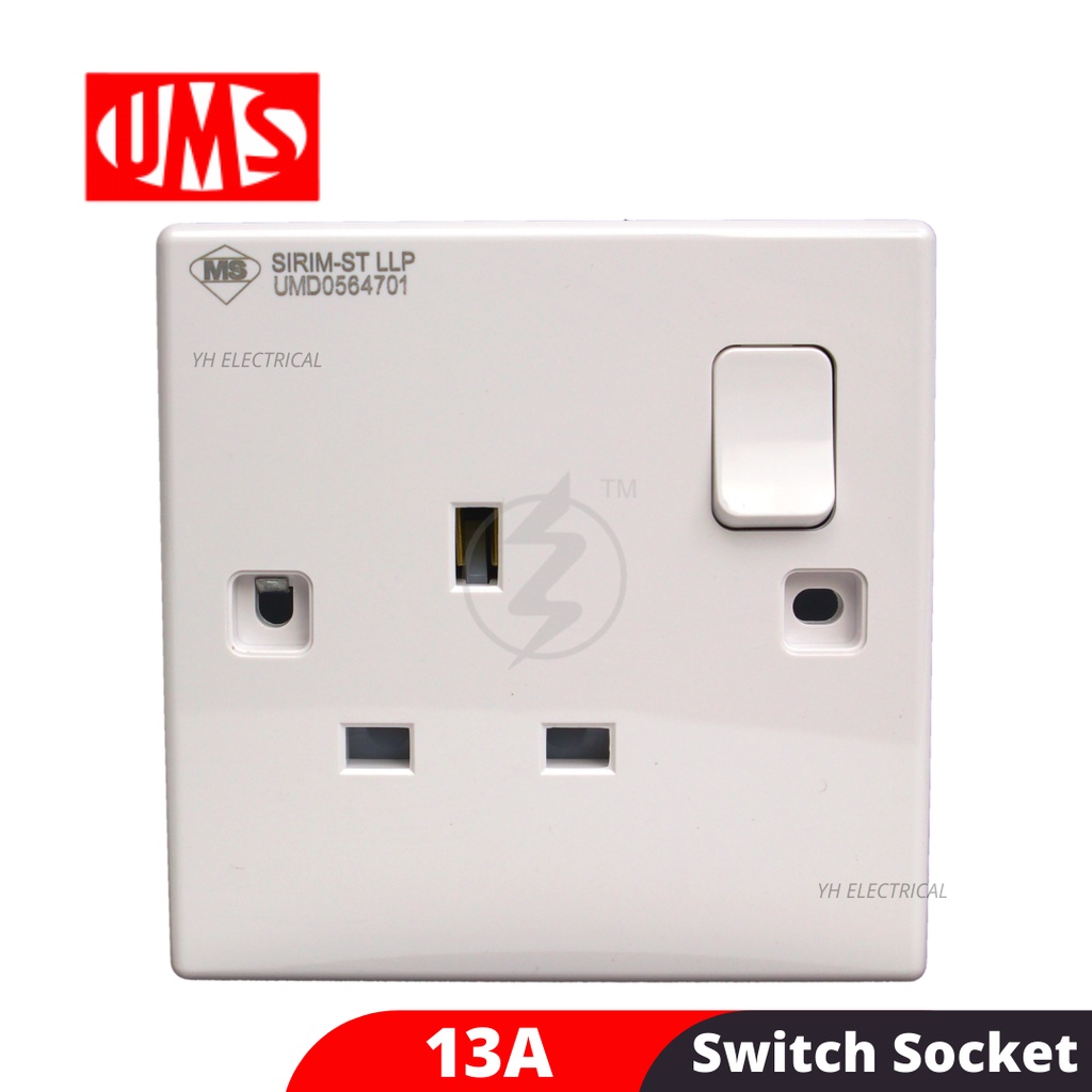 UMS 13A 250V 1G SWITCHED SOCKET OUTLET POLYCARBONATE SIRIM APPROVE