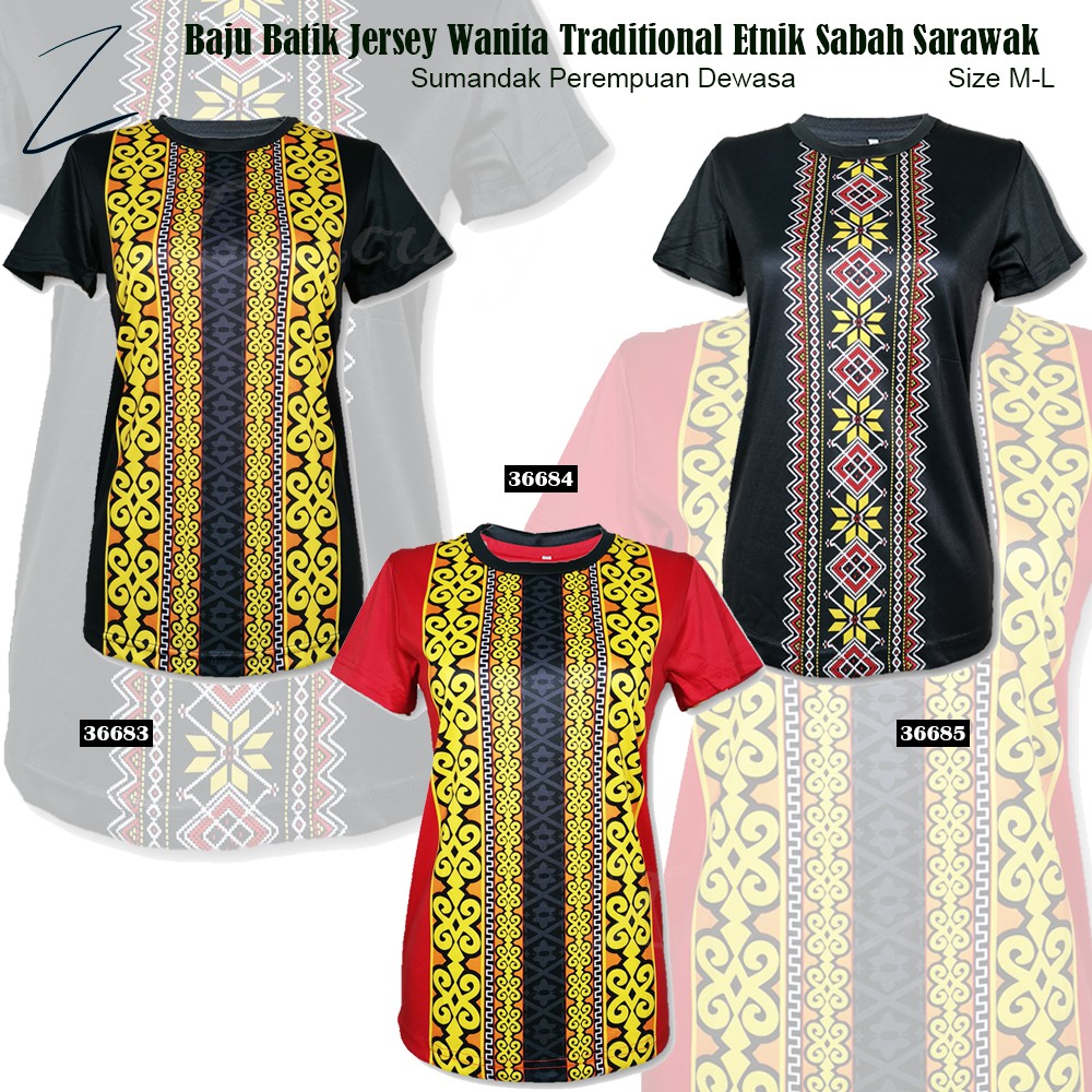 Small Cutting Pakaian Perempuan Baju Batik Jersey Traditional Etnik Sabah Sarawak Sumandak