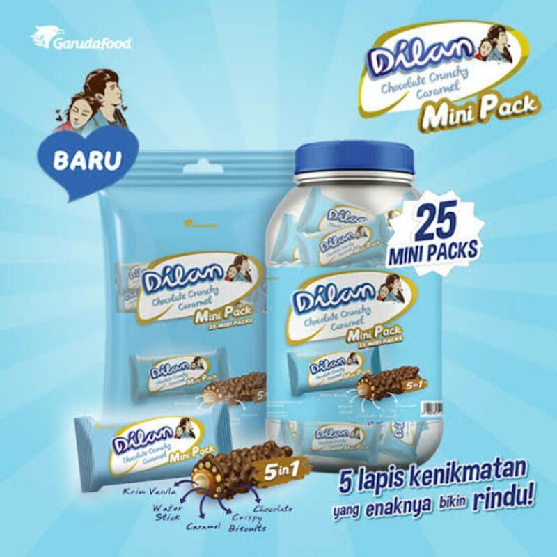 GARUDA FOOD DILAN CHOCOLATE CRUNCHY CARAMEL MINI 25PCS READY