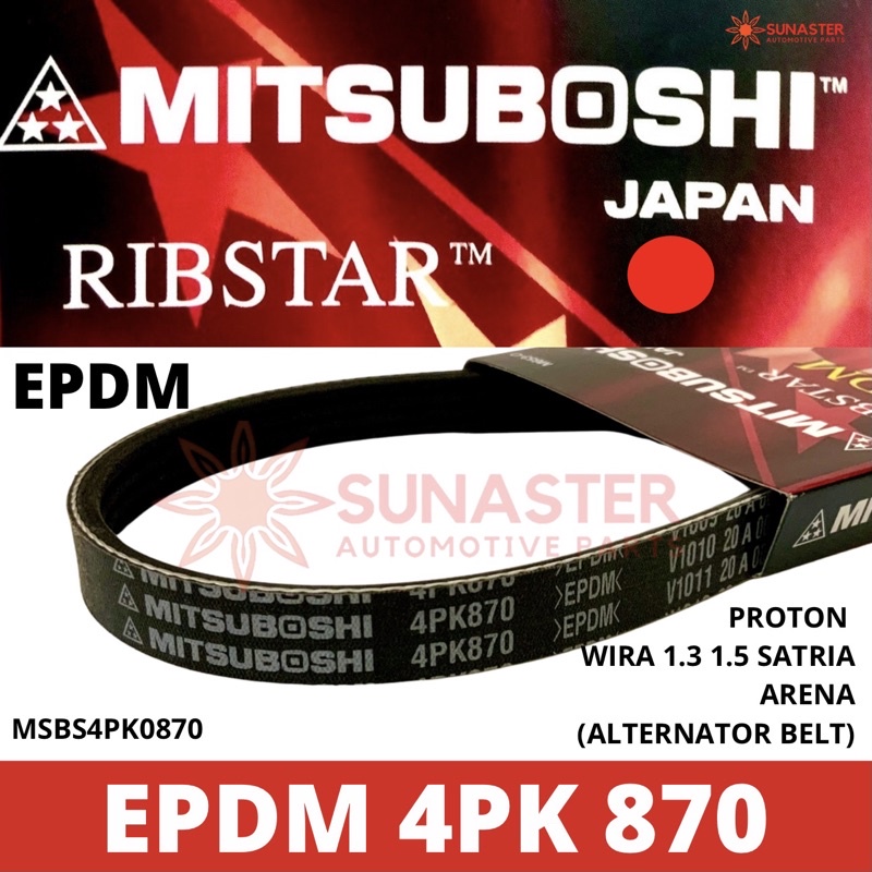 MITSUBOSHI BELTING 4PK 870 Proton Wira 1 3 1 5 Satria 1 3 1 5 Arena