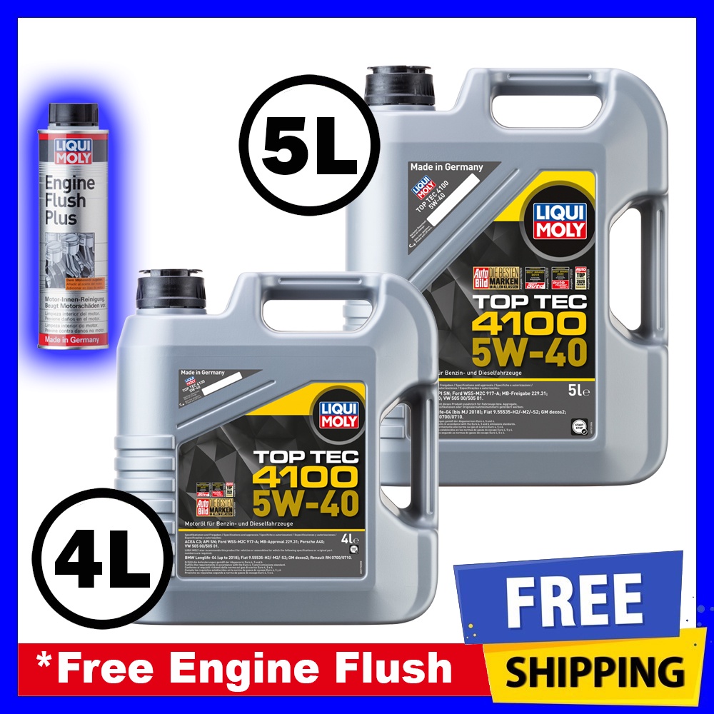 LIQUI MOLY Fully Synthetic Engine Oil TOP TEC 4100 5W40 4L 5L 5W 40