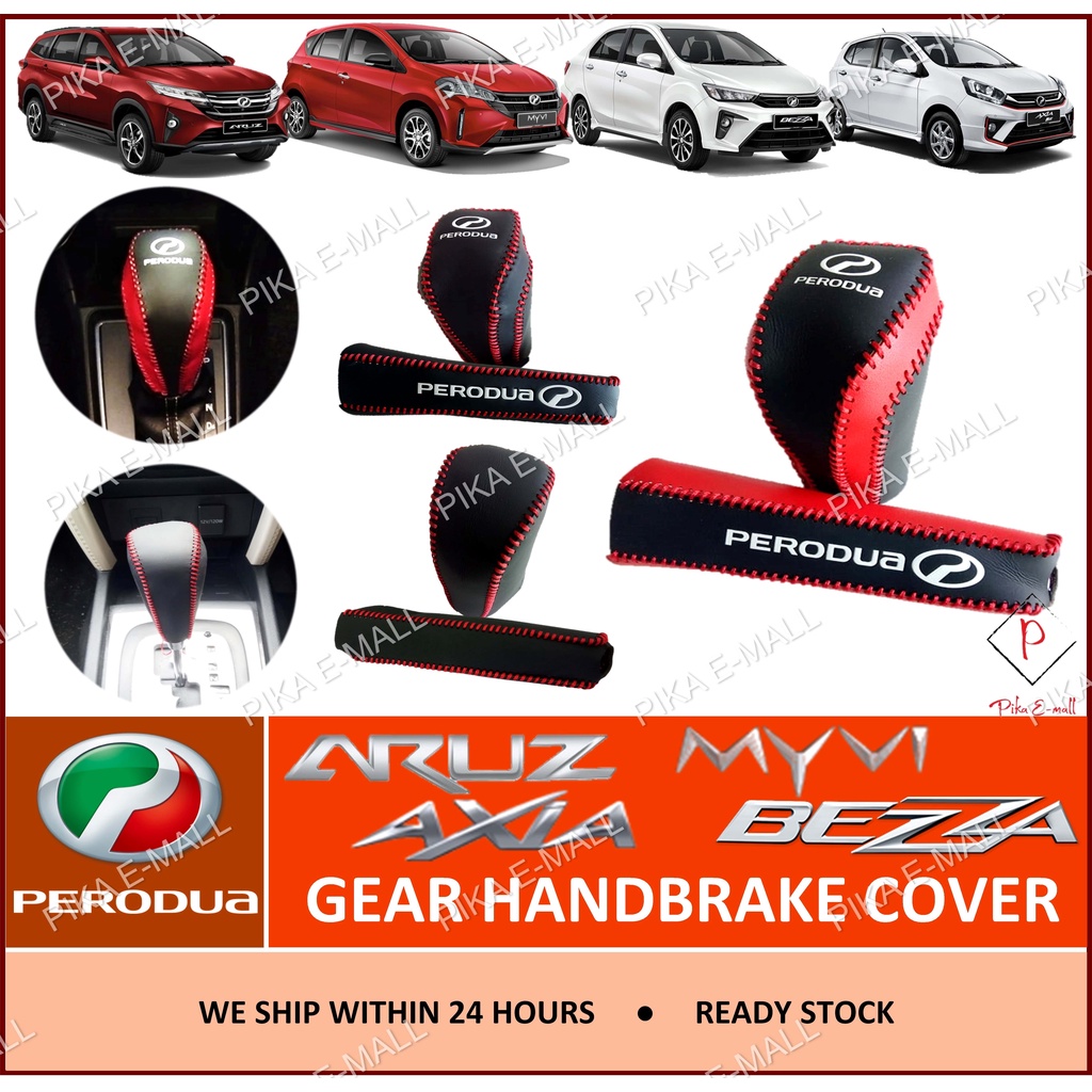 Perodua Leather Auto Gear Knob Cover Handbrake Cover Myvi Facelift 2022