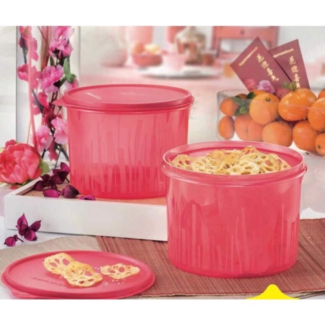 READY STOCK ORIGINAL TUPPERWARE Texture Canister 2 4L 1 Bekas